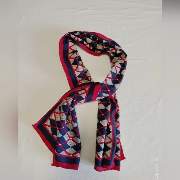 Vera Red, white and blue gingham silk blend rectangle Multifunctional scarf - Picture 1 of 9
